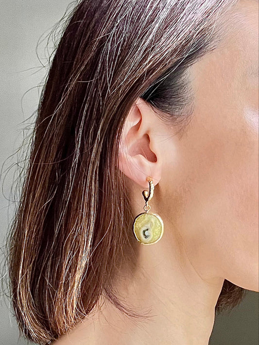 Agate Pendant Hoop Earrings