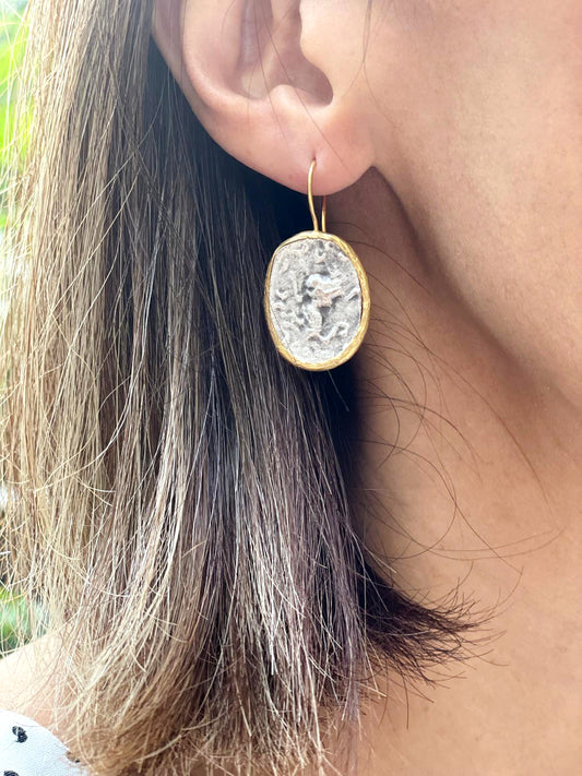 Mermaid Roman Coin Drop Earrings