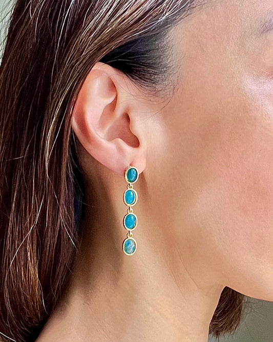 Oval Stones Chain Earrings