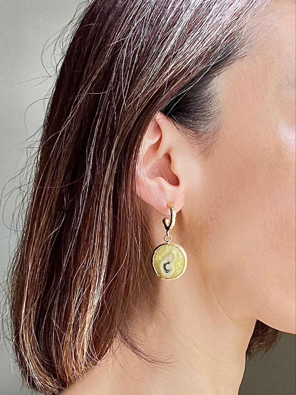 Agate Pendant Hoop Earrings