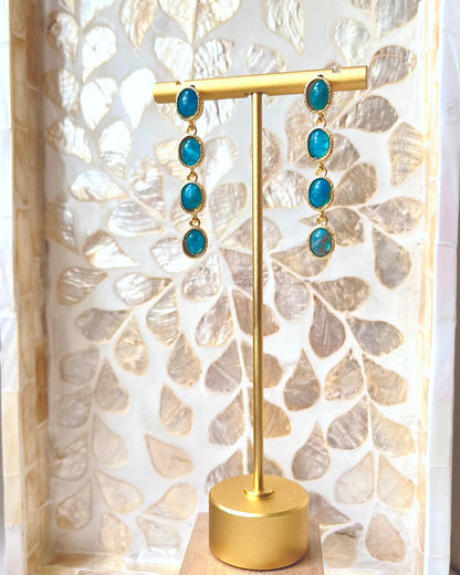 Oval Stones Chain Earrings