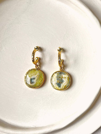 Agate Pendant Hoop Earrings