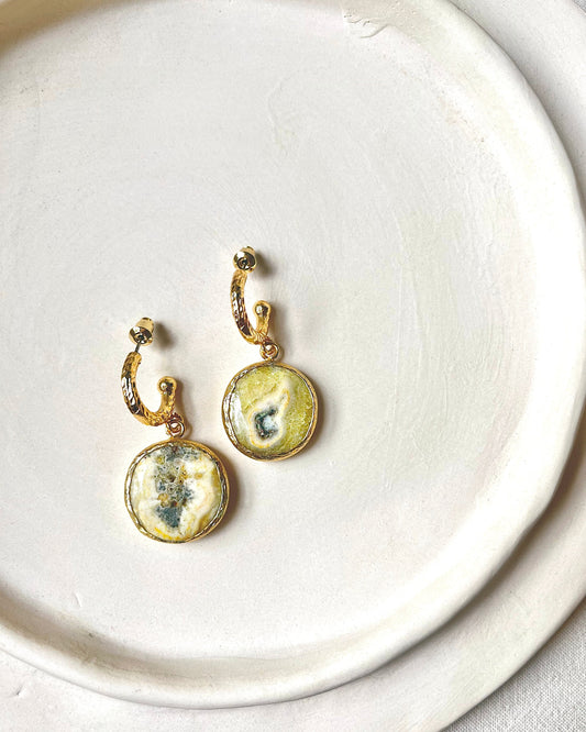 Agate Pendant Hoop Earrings