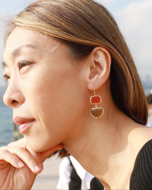 Double Geometric Swing Earrings